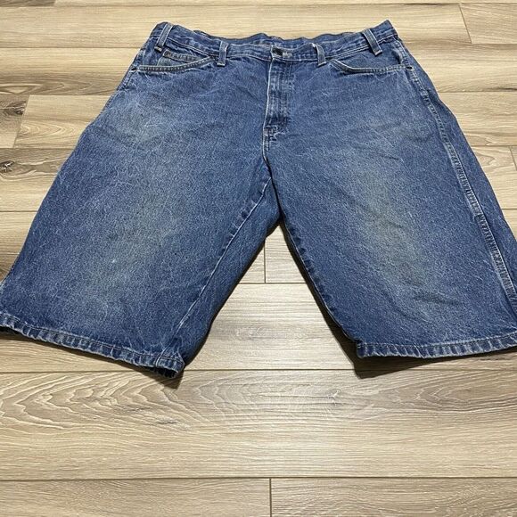 Dickies Carpenter Shorts 36 Blue Denim 14in‎ Inseam 48893 Y2K Wide Leg Baggy - Picture 1 of 5